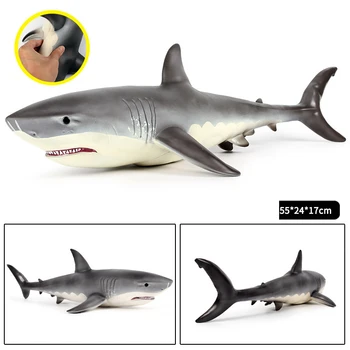 55x24x17cm Big Sea Life Soft Great White Shark Model Action Figures Ocean Animals Big Shark Collection Toy For the Kid Gift