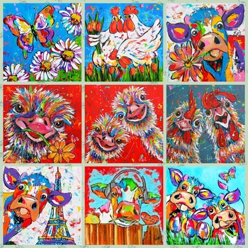 5d diamond бои color cow chicken ostrich butterfly picture full diamond mosaic кристал 3D бродерия акварел карикатура