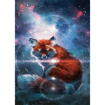 5d САМ Diamond Живопис kit fox природа кръст Бод Диамантена бродерия животни мотиви кристали мозайка на звездното небе home decor