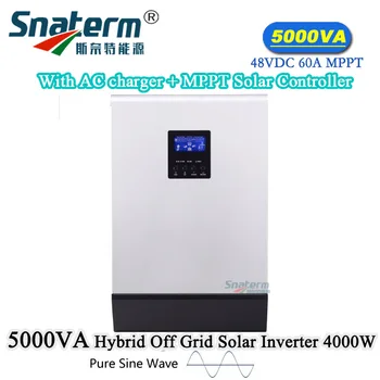 5KVA hybrid MPPT solar power inverter with MPPT 60A Solar Charge Controller & AC charger 48VDC to 220-240VAC 50HZ 60HZ