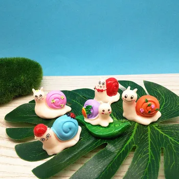 5шт Kawaii охлюв мини животно Miniatura куклена къща градина домашен бонсай, декорация миниатюрен PVC занаят украшение микро САМ торта декор
