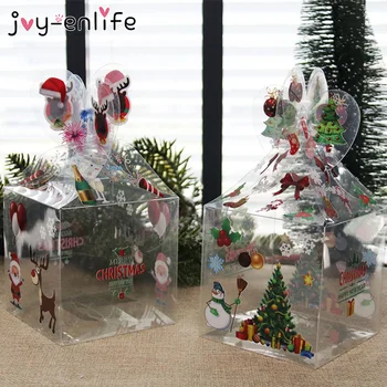 5шт Коледно опаковане на подарък чанта прозрачни кутии с шоколадови бонбони за децата на Нова година 2021 коледни подаръци скоростна коледна украса за дома