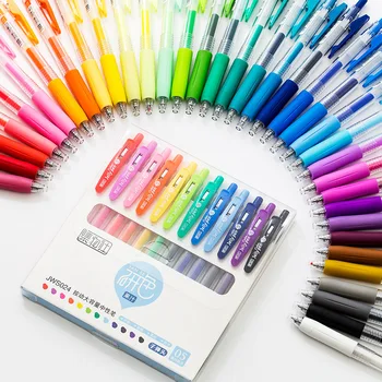 6/12pcs Jelly Color Pens Set Ница Juice Gel Ink Ballpoint Pen 0.5 mm Marker liner четки for Writing Paint Рисуване Дневник School A6010