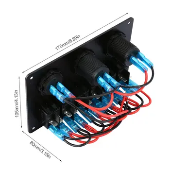 6 Gang LED Car Boat Rocker Switch Panel Dual USB гнездото на запалката на волтметър Auto Car LED Boat Switch Panel