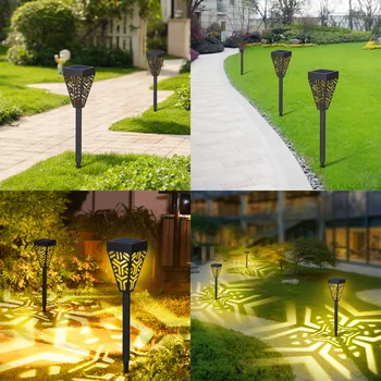 6 бр. Solar Powered Garden Светлини светодиоди тревата лампи датчик за декоративен пейзаж светлина открит IP44 водоустойчив за градина, двор, двор