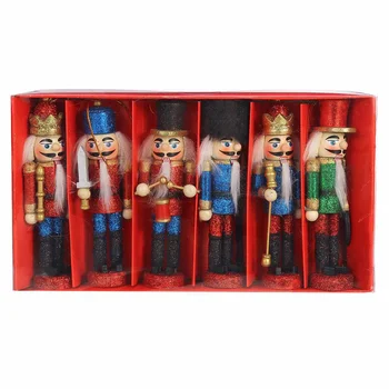 6 бр./компл. дървена Лешникотрошачката куклен войници украси статуи миниатюри Нова година Коледна декорация за дома подаръци