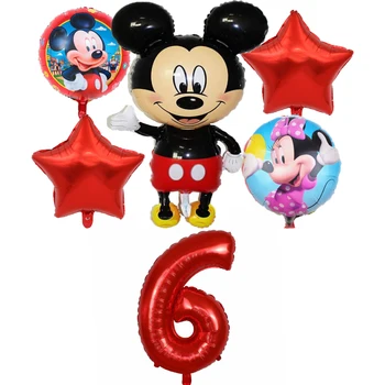 6 броя Мини маус Мики Маус балони Мики Маус рожден ден декор Baby Shower 32 инчов номер балон детски играчки Globos