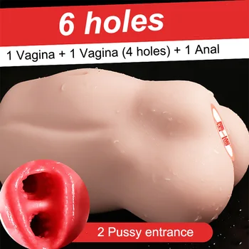 6 дупки реалистична Вагина за мъже Вагина анал истинска Путка 6 в 1 Мъжки мастурбатор голяма мека секси кукла играчки за възрастни за мъже