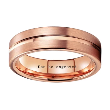 6 мм жени мъжки пръстен от волфрам карбид годежен пръстен от розово злато лети матово покритие с Център БРАЗДА comfort Fit