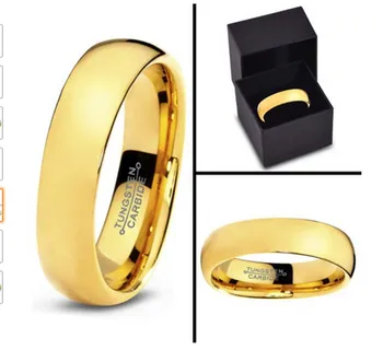 6 мм златно покритие волфрамов карбид жени пръстен подарък пръстен комфорт подходящ размер 5# to14#
