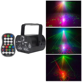 60 модела лазерен проектор RGB LED Disco Strobe Light Remote Lazer Проекционная лампа Music Stage Lighting Effect денс партита