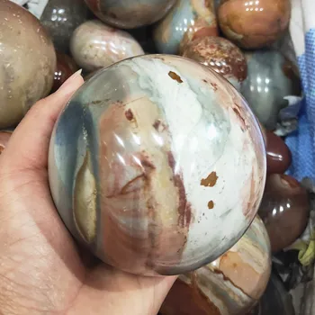 600г/1000г/1500г кристална топка натурален океана яспис кварцевая обхват на топка скъпоценен камък изцеление