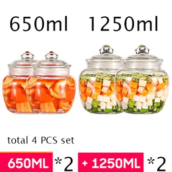 650/1250 мл 3 бр. стъклен съд Kimchi Jar кухня мариновани може домакински храна печат за съхранение на Буркан кисели краставички цилиндър плодове запечатани може