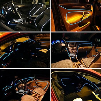 6m Voice Sound Active RGB LED Car Interior Light Multicolor EL Neon Strip Light Bluetooth Phone Control Atmosphere Light 12V