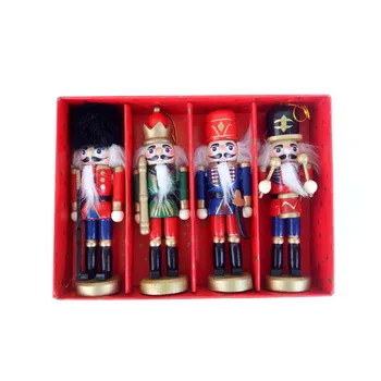 6шт дървена Лешникотрошачката кукла войници миниатюрни фигури на старинни ръчно изработени кукла Нова година коледна украса за дома интериор подарък