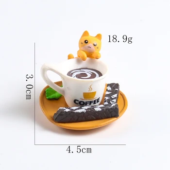 6шт картун котка кафеена чаша миниатюрни фигурки микро пейзаж аксесоари за декорация на дома занаяти САМ кабошон украса