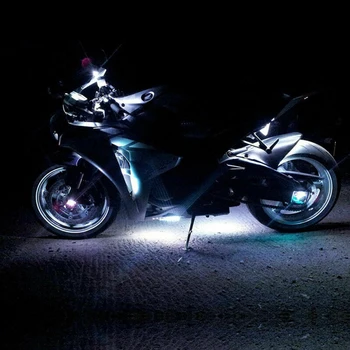 6шт мотоциклет LED Неонова лента водоустойчив жаропрочный лампа Glow Светлини 5050SMD RGB гласово управление LED гъвкави неонови ленти комплект