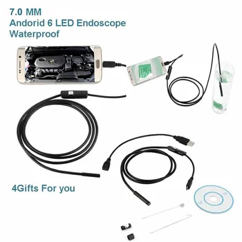 7.0 мм Usb ендоскоп Кн Plug мека тел смартфон ендоскопска камера за Android Мини камера водоустойчива 6 LED Borescope проверка