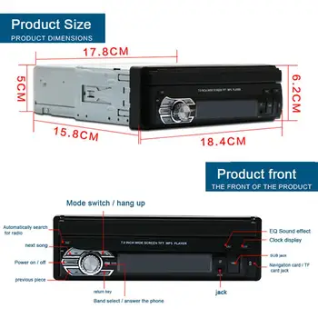 7-инчов авто радио мултимедиен плеър-MP5 плейър touchscreen дигитален дисплей Bluetooth USB Auto Radio автомобилен мултимедиен плеър
