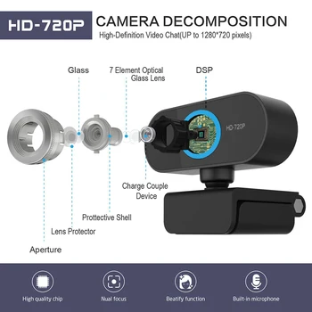 720P/1080P Auto Focus Full HD Webcam видео покана Камера с вграден микрофон за Windows, Mac, PC, Laptop Video Conference webcast