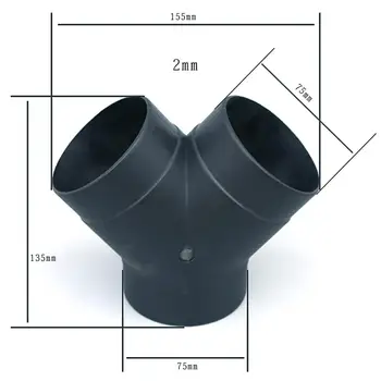 75mm Air Vent Ducting Y Piece Elbow Pipe Outlet Exhaust Connector For Eberspaecher Air for Diesel Parking Heater