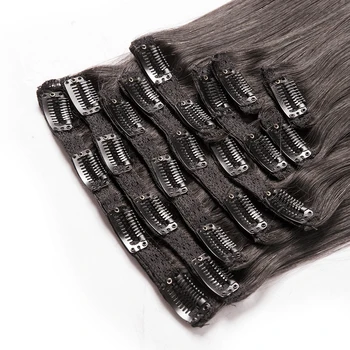 7A HJ WEAVE BEAUTY Clip In Human Hair Extensions Straight Natural Color 10 бр./компл. 140 г Реми коса 14-22 инча