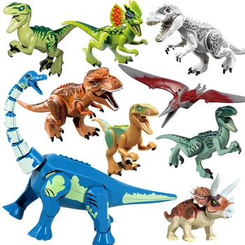 8 бр./лот Джурасик Дино свят тиранозавър рекс Rex Виверн Velociraptor Стегозавр строителни комплекти Bolcks динозавър цифри Raptor играчка