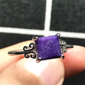 8 мм Топ натурален royal purple сугилит пръстен бижута за жените и мъжете 925 сребро противоопухолевый камък перли, Кристали и регулируема халка-ТА
