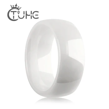 8 мм ширина на гладка мъжки пръстени Comefor Fit бели керамични пръстени за жени, мъже сватба, годишнина, бижута на едро