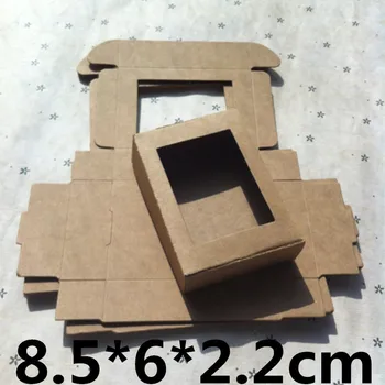 85x60x22mm натурален Крафт-кафяв скоростна кутия с прозорец малка сапунерка опаковъчна хартия, кутии бальзамические занаяти Caixa