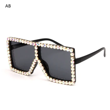 9 color 2018 Oversize слънчеви очила Жените луксозен планински кристал, жълти и розови очила ретро нюанси за жени