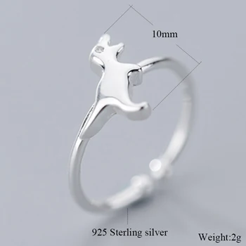 925 Solid Real Sterling Silver Women Дамски Бижута Динозавър Ring Opening Size 5 6 7 Love Gift Момичета Lady