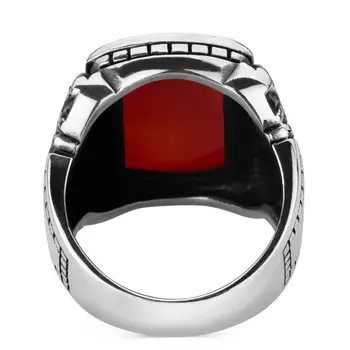 925 стерлинги сребърен мъжки пръстен с агатовой каменна зидария мода турски премиум качество на ръчно изработени Jawelery