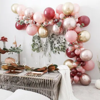 92шт балон венец есен балон венец комплект хромирани розово злато прашен роза канелено балони сватбена украса, булчински душ