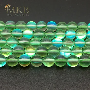 A+ зелен Австрия Crystal кръгли мъниста за бижута гривна 6 8 10 12 мм синтез блясък Лунен камък мъниста на едро Perles