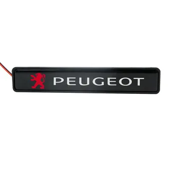 ABS хром предна решетка на предния капак на колата емблемата на LED декоративен светлина за Peugeots 107 108 206 207 308 307 508 2008 3008 стайлинг