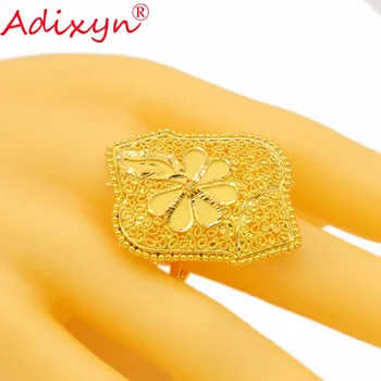 Adixyn India Plus Wide Ring for Women/Teenage Girls Gold Color Trendy Charm Party Jewelry African/Ethiopian/Arab Items N02271