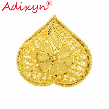 Adixyn Сърце Shape Wide Ring for Women/Girls Gold Color Trendy Delicate Engaement Jewelry African/Ethiopian/Arab Items N02274