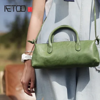 AETOO Summer new art and art forest дамски чанта зелена кожена ретро чанта през рамо чанта през рамо кожена диагонално малка чанта