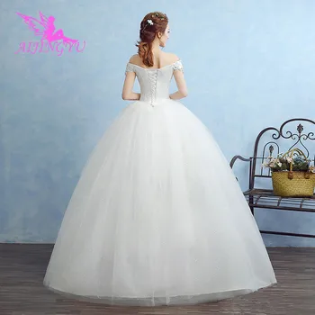 AIJINGYU 2021 рокли индивидуални нов горещ продават евтини бална рокля дантела назад вечерни тоалети на булката сватбена рокля WK400