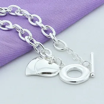 Aimarry 925 сребро верига двойно сърце висулка за гривна за жени подаръци страна Годеж сватбени Модни бижута