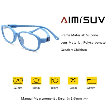 AIMISUV 2020 квадратна мода унисекс TR90 гъвкава сверхлегкая рамка за очила деца оптични прозрачни силиконови очила момче момичета UV400