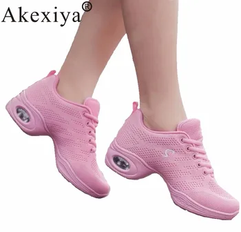 Akexiya Girls Fitness Dance Shoe Air Cushion Dancing Sneakers Pink Дишаща Мрежа Fly Weave Jazz Dance Обувки Дамски Спортни Обувки