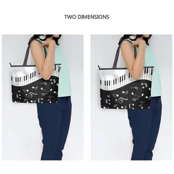 ALAZA чанти за жени, дамски чанти музика Забележка печат луксозен дизайнерски чанти жени купувач Чанта на плажа най-Дръжка чанта