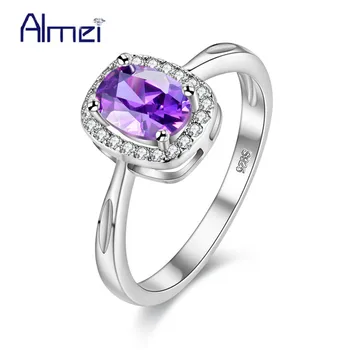 Almei 15% отстъпка от цената на пръстени за жени сребърен цвят Женски венчален пръстен годежен Анел Feminino Rainbow Stone Anelli Bague Femme Y3180