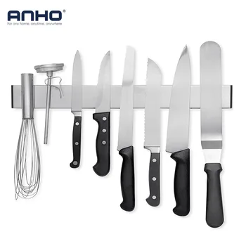 ANHO държач за нож от неръждаема стомана магнитна лента 16 инча, с монтиран на стената нож блок рафтове за съхранение да запазите пространство бар на кухненски прибори, инструменти