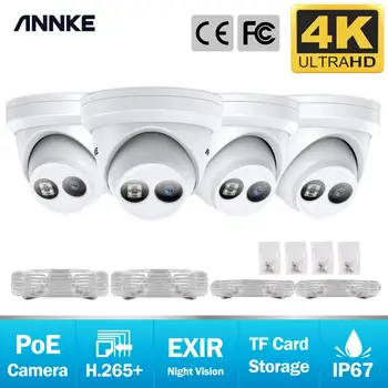 ANNKE 4БР Ultra HD 8MP POE 4K Camera Outdoor Indoor Weatherproof Security Network Dome EXIR Night Vision e-mail Alert ВИДЕОНАБЛЮДЕНИЕ Kit