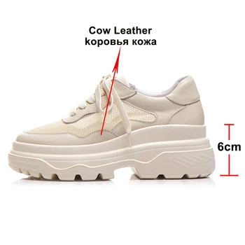 ANNYMOLI летни маратонки Дамски обувки естествена естествена кожа обувки на равна платформа дишаща качествени спортни обувки, Дама размер 34-39