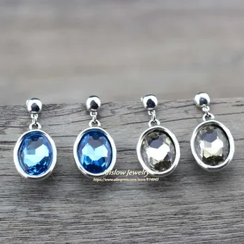 Anslow Top Quality Fashion Jewelry Round Crystal Charms обеци за жени, дамски обеци за парти подарък за рождения Ден на LOW0147AE