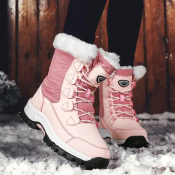 Apanzu дамски зимни ботуши 2020 изкуствена кожа жени и снегоходки топло обувки нескользящая стягам снегоходки за -40 градуса плюс размер 42